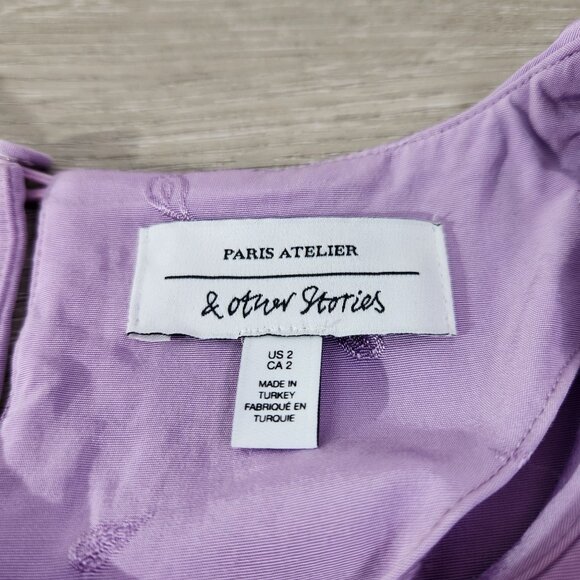 Paris Atelier & Other Stories Lavender Midi Dress With Knot Detail Womens Size 2 - Picture 13 of 16